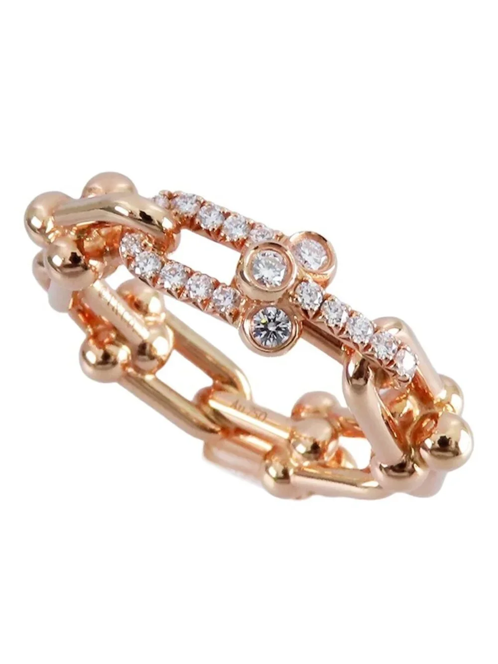 Tiffany & Co Ring Pink Gold 18k Diamond Small Link Rose